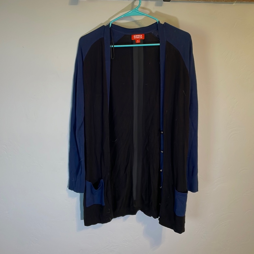 Blue and black button up cardigan